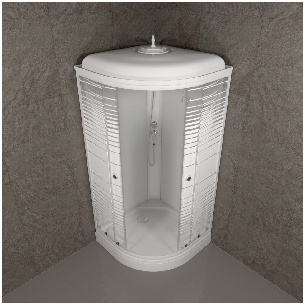 Душевая кабина четверть круга с низким поддоном 90х90 см белая Triton "Полосы А" Щ0000061842 - изображение 6