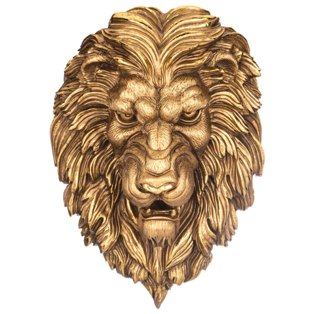Декор настенный из полистоуна бронза &quot;Голова Льва&quot;