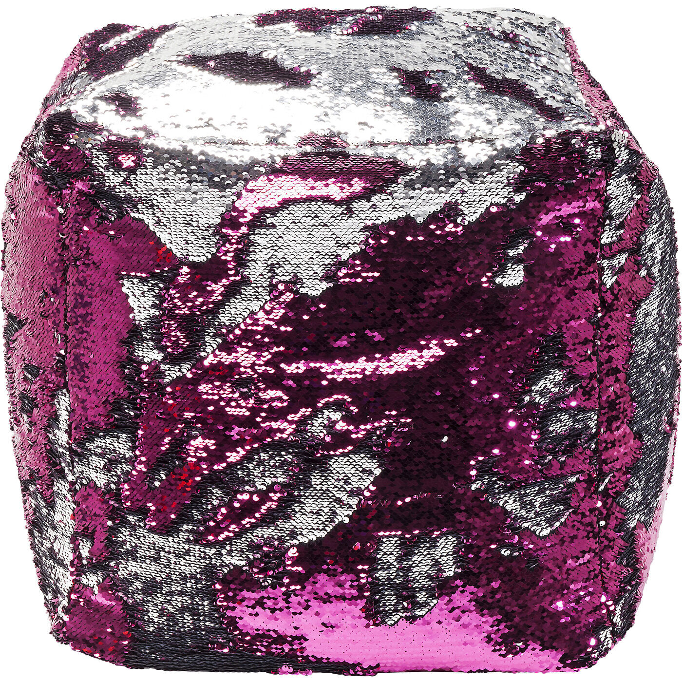 Пуфик мягкий квадратный с блестками розовый Disco 83013