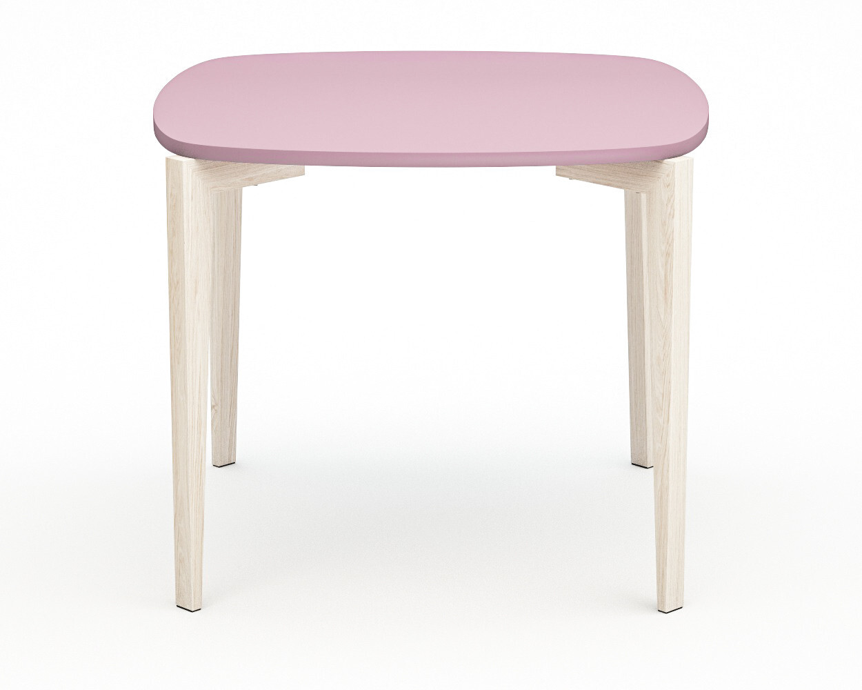 Обеденный стол квадратный сиреневый с ножками беленый дуб 90 см Smooth Compact