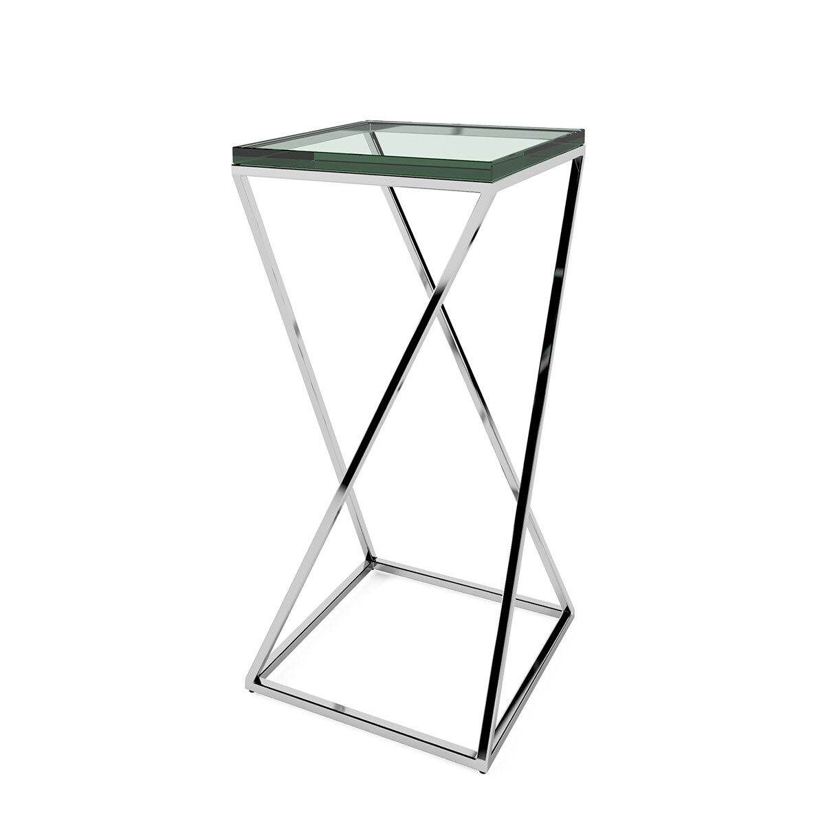 Столик кофейный квадратный со стеклянной столешницей хром, прозрачный Jagger