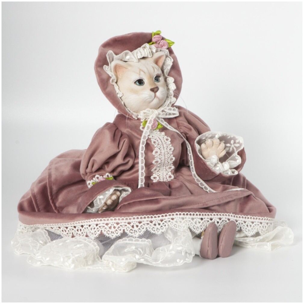 Кукла коллекционная мраморная 43 см розовая &quot;Кошка Фике&quot;