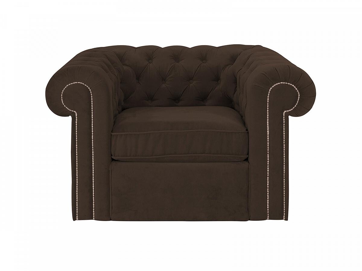 Кресло с мягкими подлокотниками темно-коричневое Chesterfield