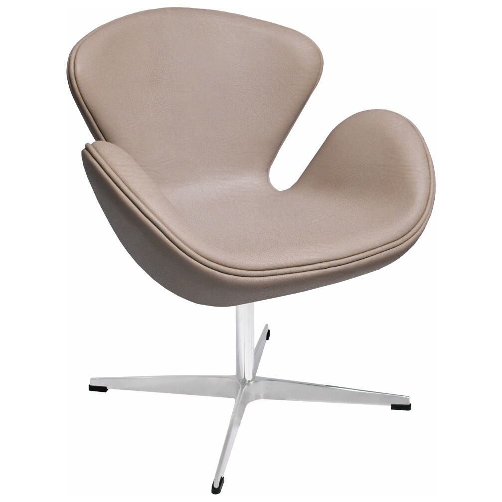 Кресло офисное кожаное с подлокотниками латте Swan Style Chair