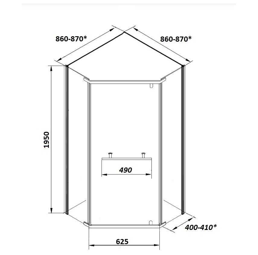 Душевой уголок пятиугольный 90x90 см хром Cerutti SPA Chika ZP91T - изображение 10