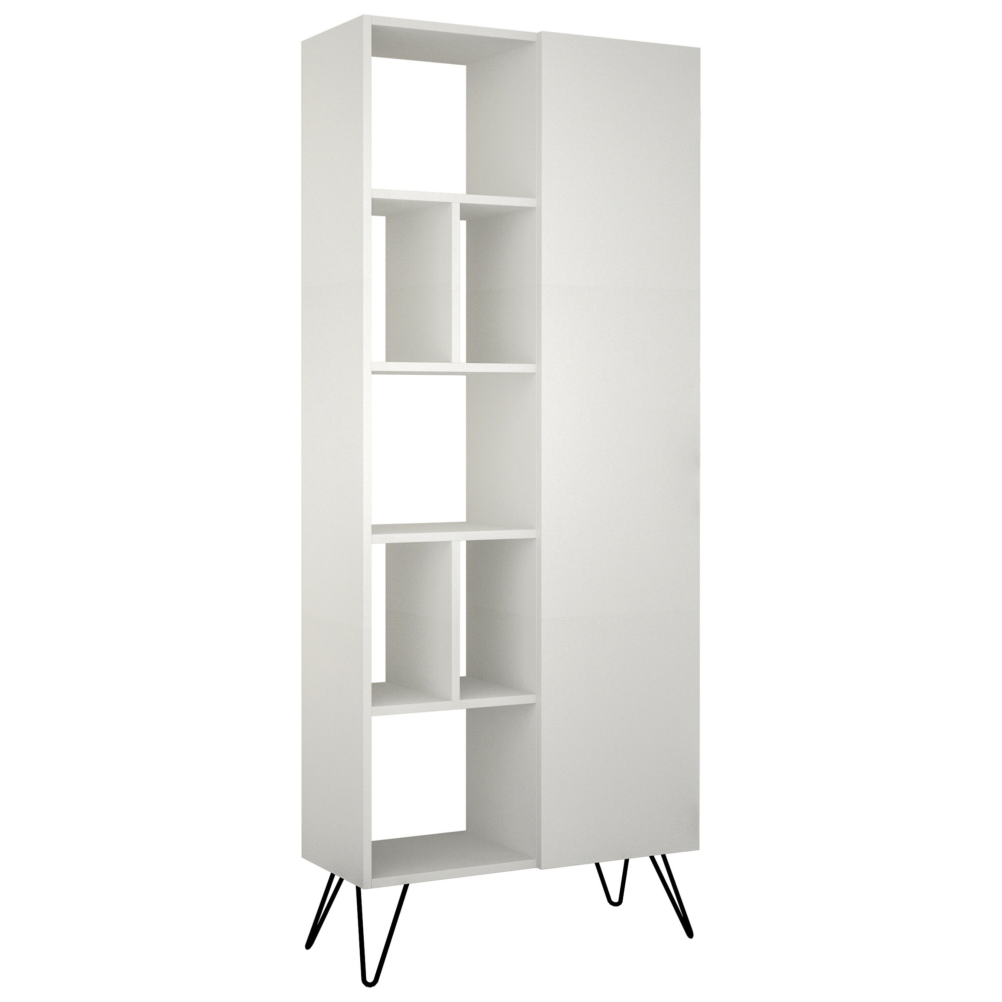 Стеллаж деревянный прямой белый Jedda Bookcase White LEV00666