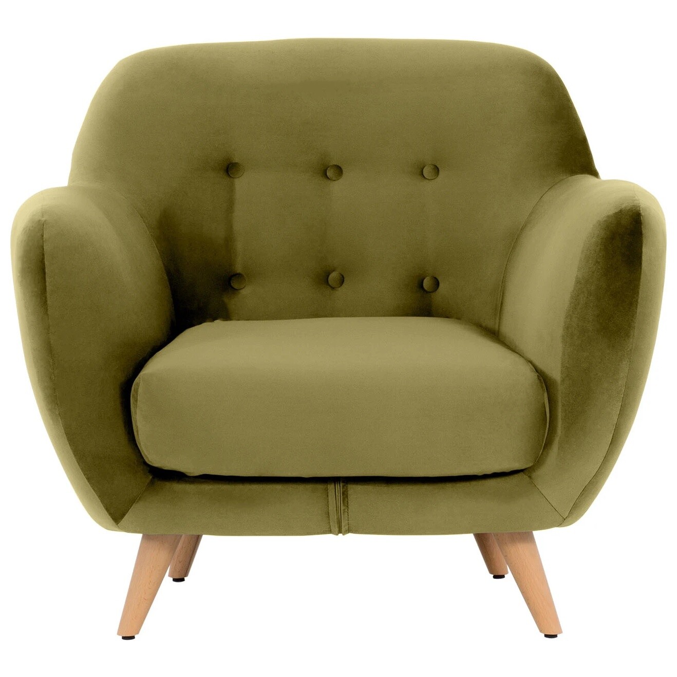 Кресло мягкое на деревянных ножках ткань Foxy 72 зеленое Loa