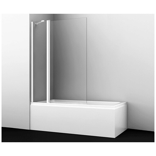 Штора на ванну стеклянная 140х110 см прозрачная, белая Wasserkraft Berkel 48P02-110WHITE Fixed