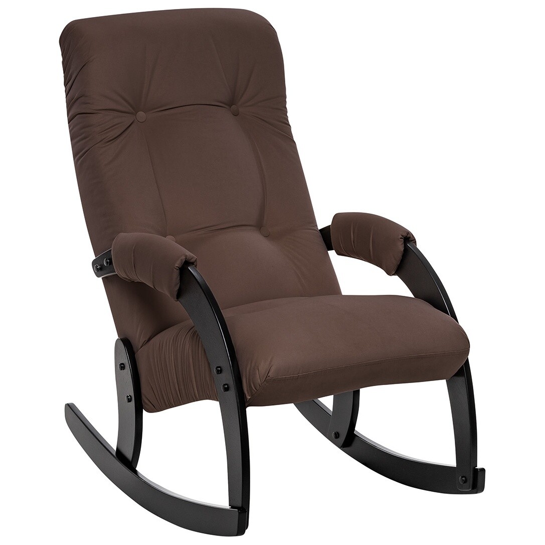 Кресло-качалка с мягкими подлокотниками велюр коричневое, венге &quot;Модель 67&quot;