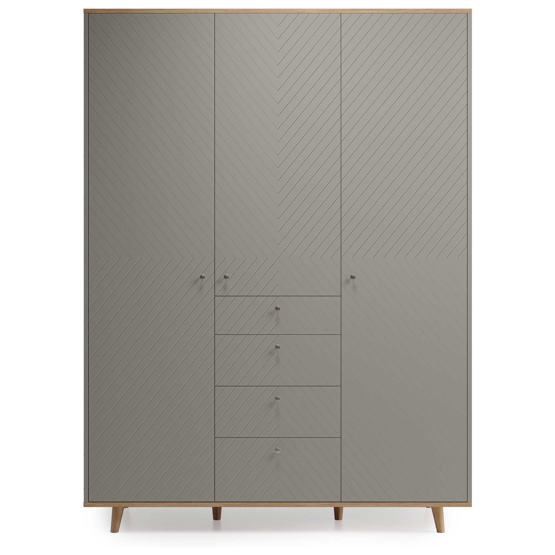 Шкаф для одежды с полками дуб натуральный, серый шёлк TW224