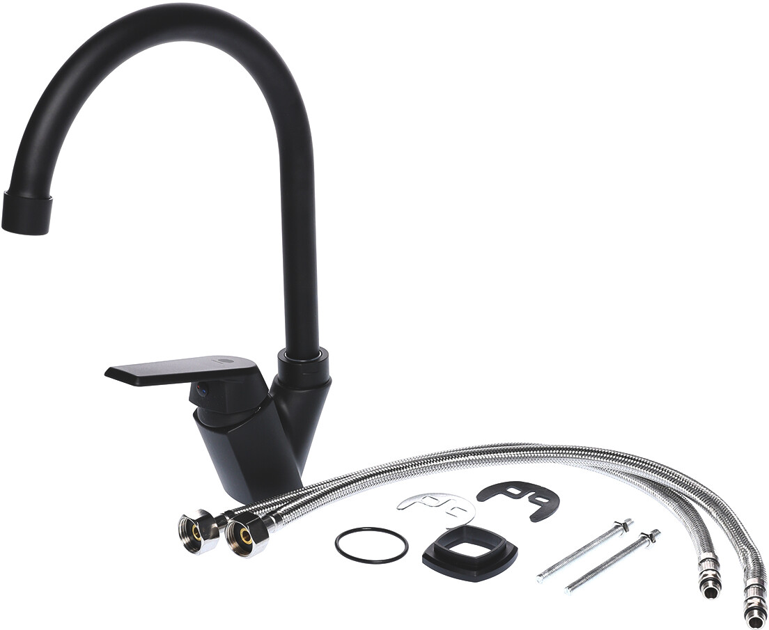 Смеситель для кухни однорычажный черный Domaci "Равенна" SM-01b - изображение 8