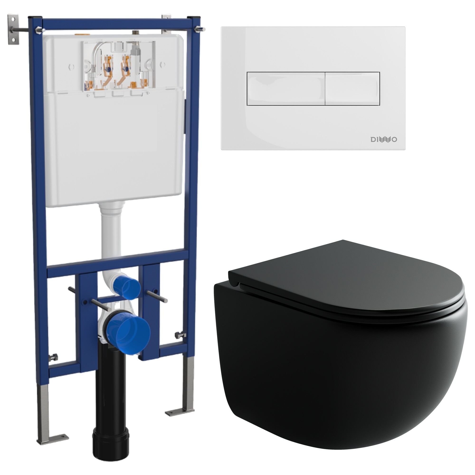 Унитаз подвесной Ceramicanova UP Rimless CN4007MB с инсталляцией Diwo 4501, с кнопкой белой 7320