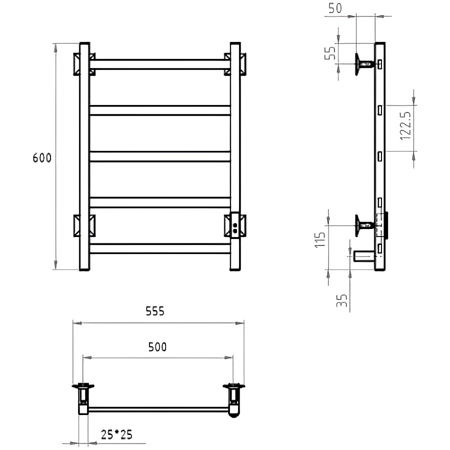 Полотенцесушитель электрический 60х50 см графит Ewrika "Пенелопа КВ7" - изображение 9