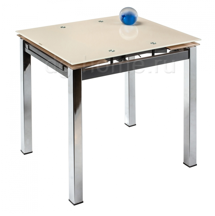 Обеденный стол раздвижной стеклянный бежевый 80-120 см Kvadro