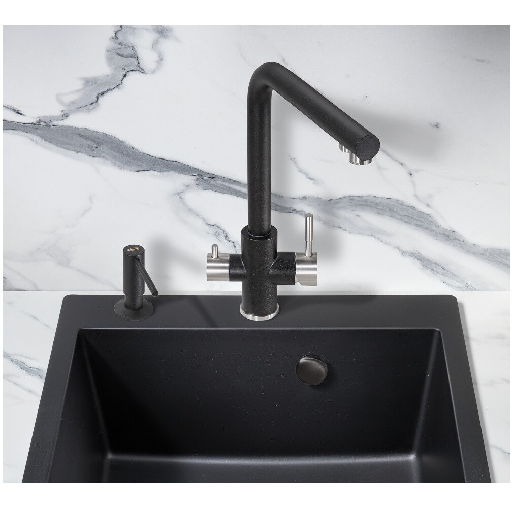 Смеситель для кухни однорычажный с краном для питьевой воды чёрный матовый Milacio Ultra MCU.553.MB - изображение 4