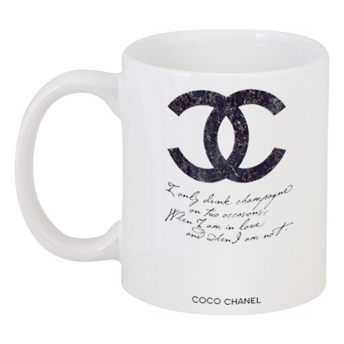 Кружка с рисунком Drink champagne. Coco Chanel