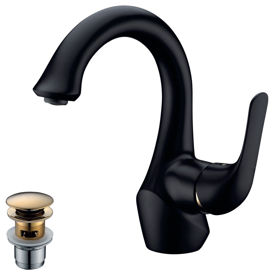 Смеситель для раковины черный, золото Lemark Swan LM5406BG