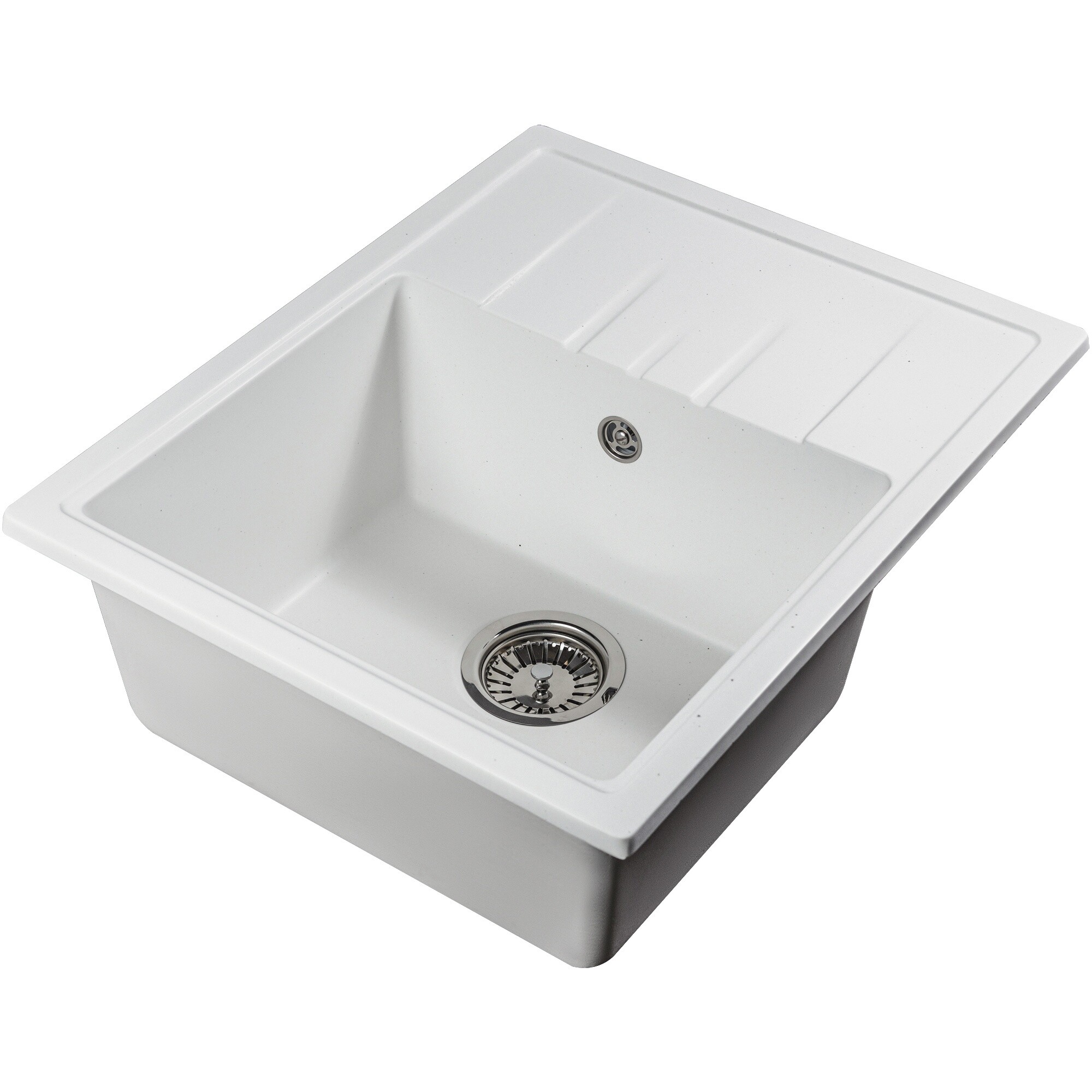 Мойка кухонная кварцевая прямоугольная белая Reflection Plato RX1457WH