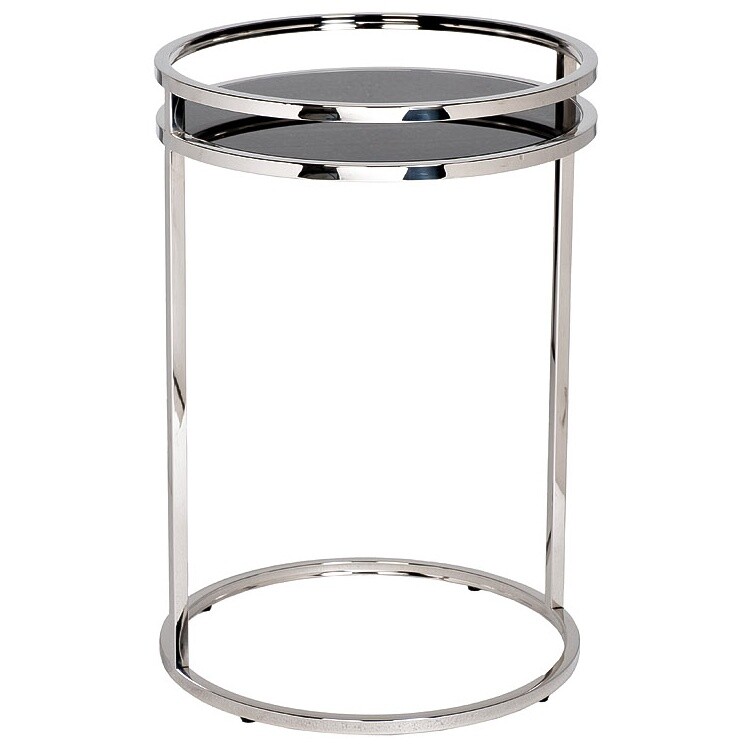 Столик кофейный круглый со стеклянной столешницей 41 см черный, хром 47ED-07900