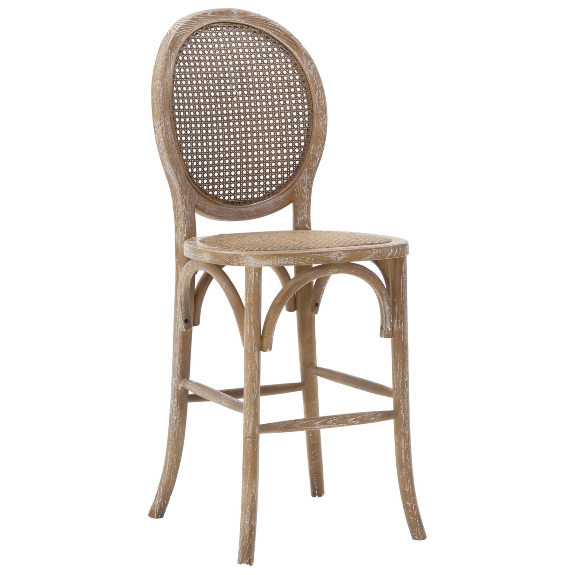 Полубарный стул на деревянных ножках, плетеный из ротанга