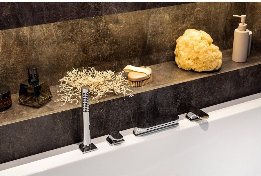 Смеситель на борт ванны встраиваемый однорычажный с душевым гарнитуром хром Ravak Chrome X070073 - изображение 4