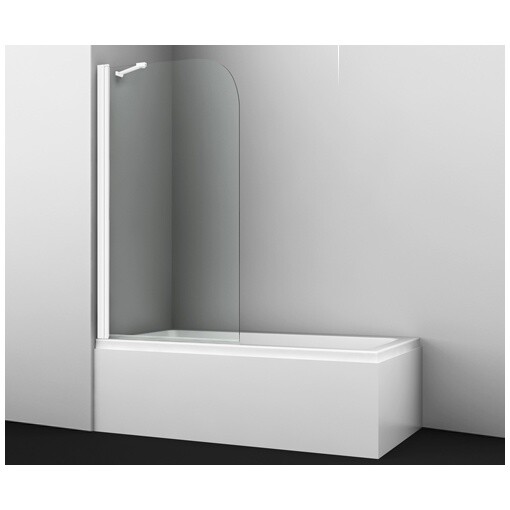 Штора стеклянная на ванну с фиксатором 140х80 см белая Wasserkraft Leine 35P01-80WHITE Fixed
