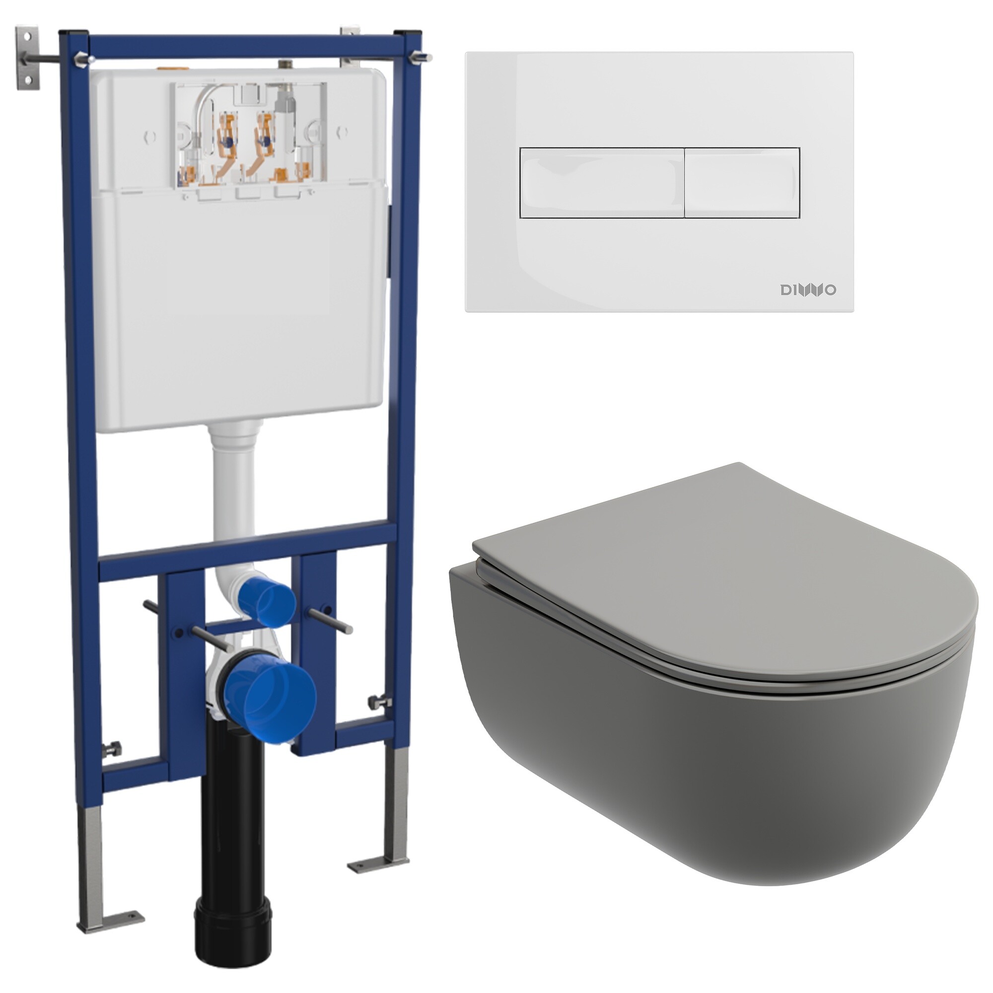 Унитаз Ceramicanova Modena Rimless CN6063MH с инсталляцией Diwo 4501, с кнопкой белой 7320
