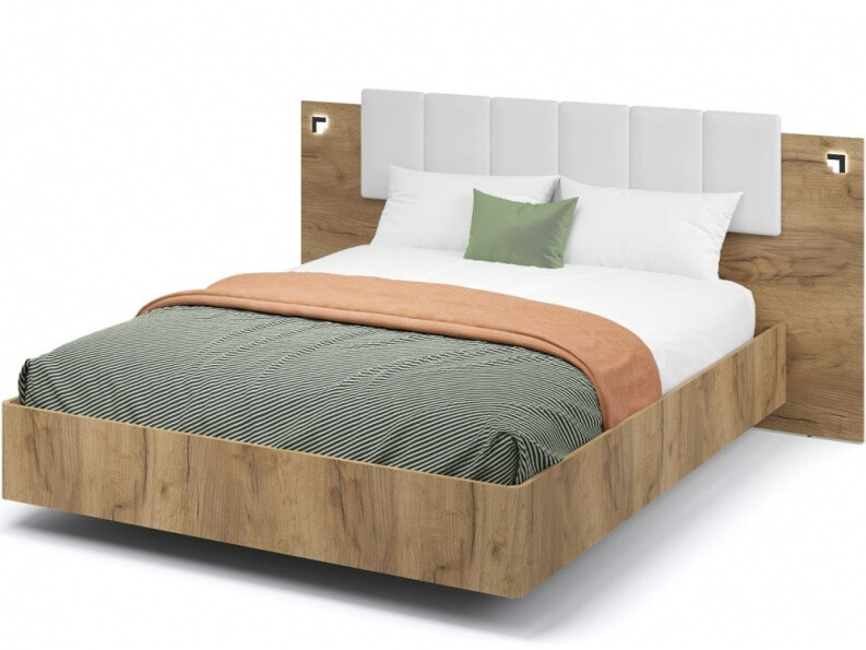 Кровать двуспальная с подъемным механизмом 160х200 см дуб крафт золотой &quot;Мишель&quot;