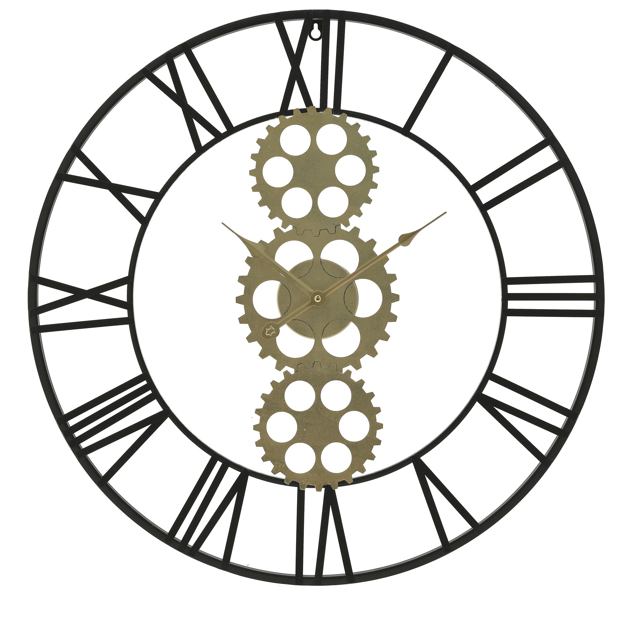 Часы настенные кварцевые металлические круглые 60 см черные, золотые 111849