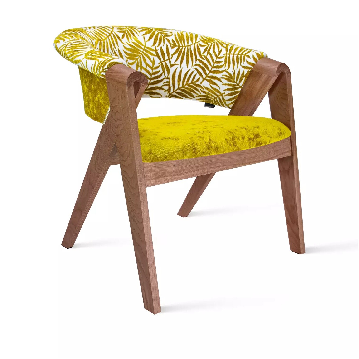 Кресло деревянное с мягким сиденьем желтое, коричневое Lars