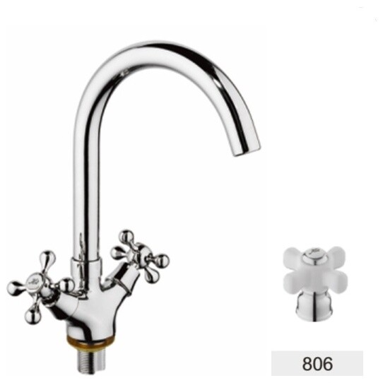 Смеситель для раковины двухвентильный хром D-Lin D156806-D