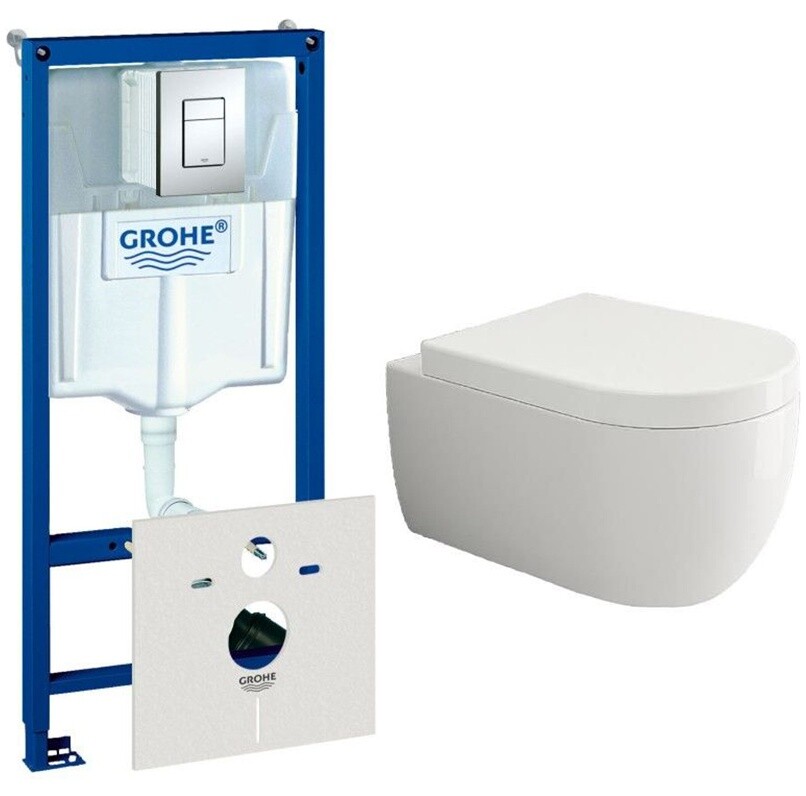 Унитаз подвесной белый Bocchi V-Tondo 1416-001-0129 с инсталляцией Grohe Rapid SL 38775001