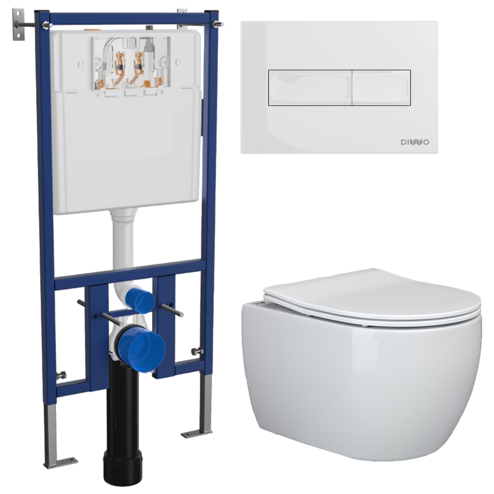 Унитаз подвесной Ceramicanova Play CN3001 с инсталляцией Diwo 4501, с кнопкой белой 7320