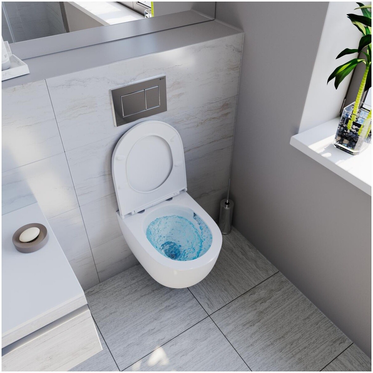 Унитаз подвесной безободковый с сиденьем микролифт белый Point "Афина" PN41041 - изображение 7