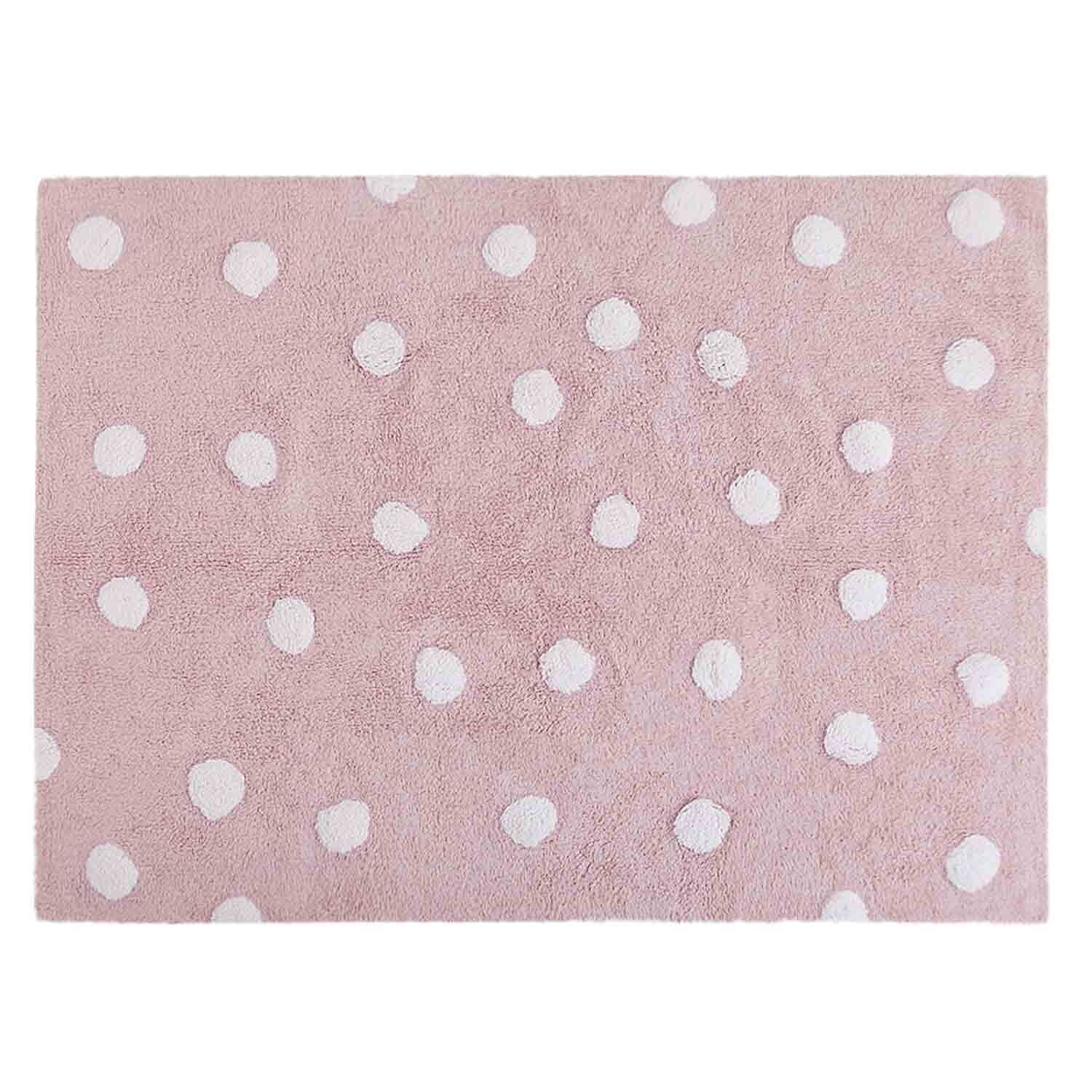 Ковер хлопковый 120х160 см розовый-белый Polka Dots