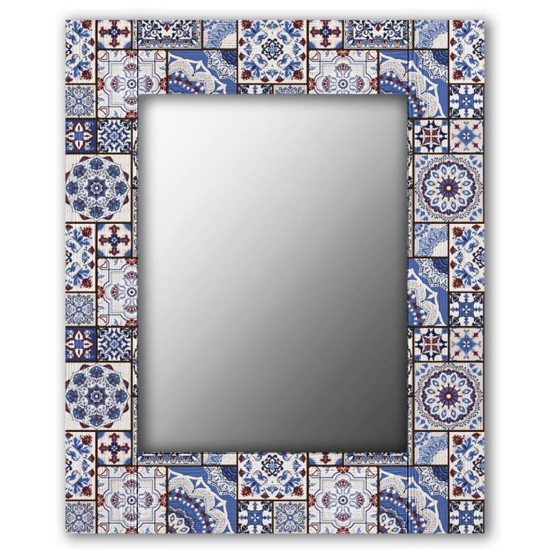 Зеркало настенное квадратное 60х60 см голубое &quot;Голубая плитка&quot;
