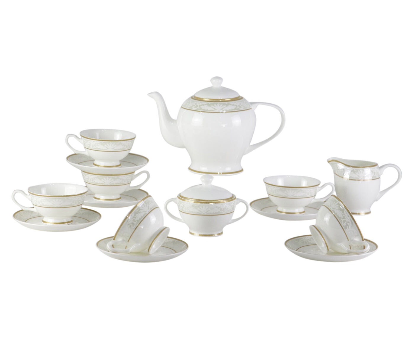 Чайный сервиз фарфоровый белый, 17 предметов Marbella Tea Set