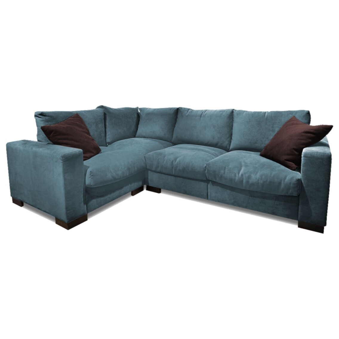 Угловой диван трехместный синий, венге Lofft-S