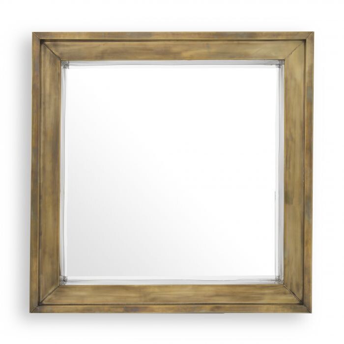 Зеркало настенное квадратное из латуни Magenta Square vintage brass finish 