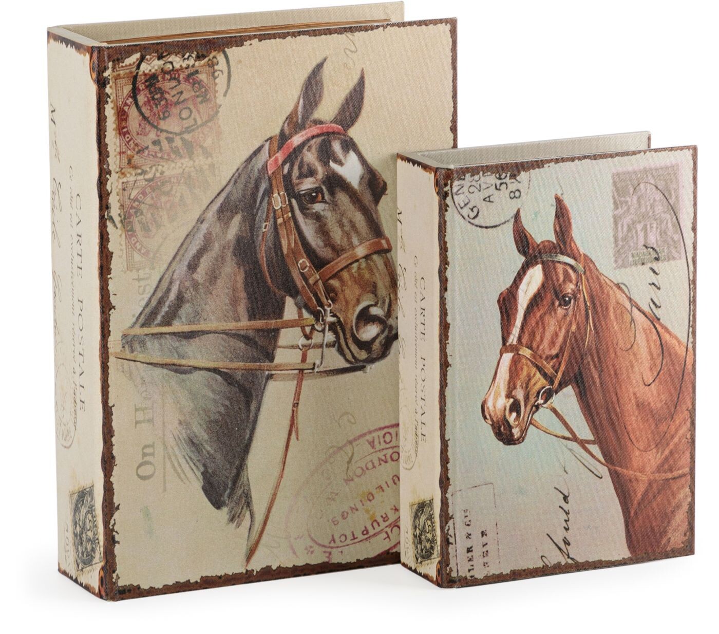 Шкатулки-книги, набор 2 штуки с лошадьми Glasar