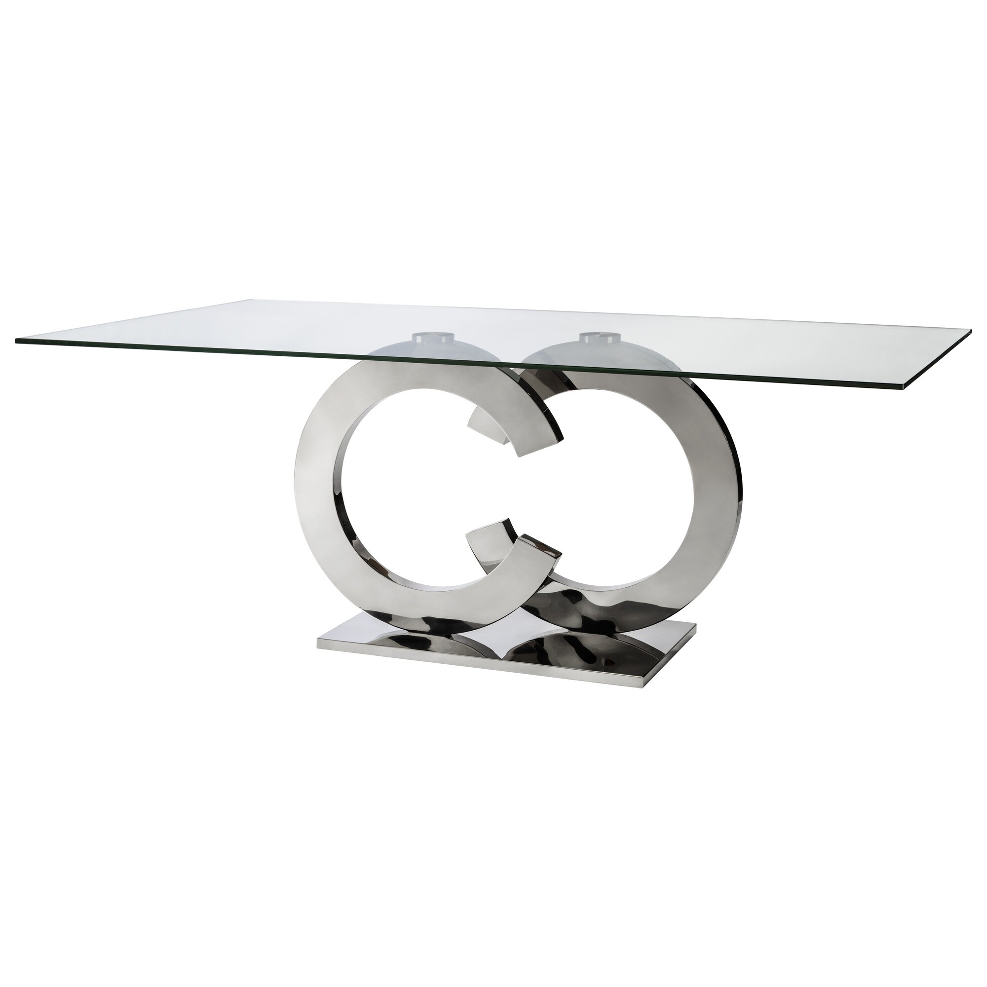 Обеденный стол стальной со стеклянной столешницей Casandra 200