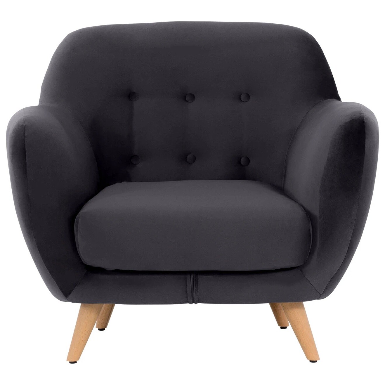 Кресло мягкое на деревянных ножках ткань Foxy 83 темно-серое Loa