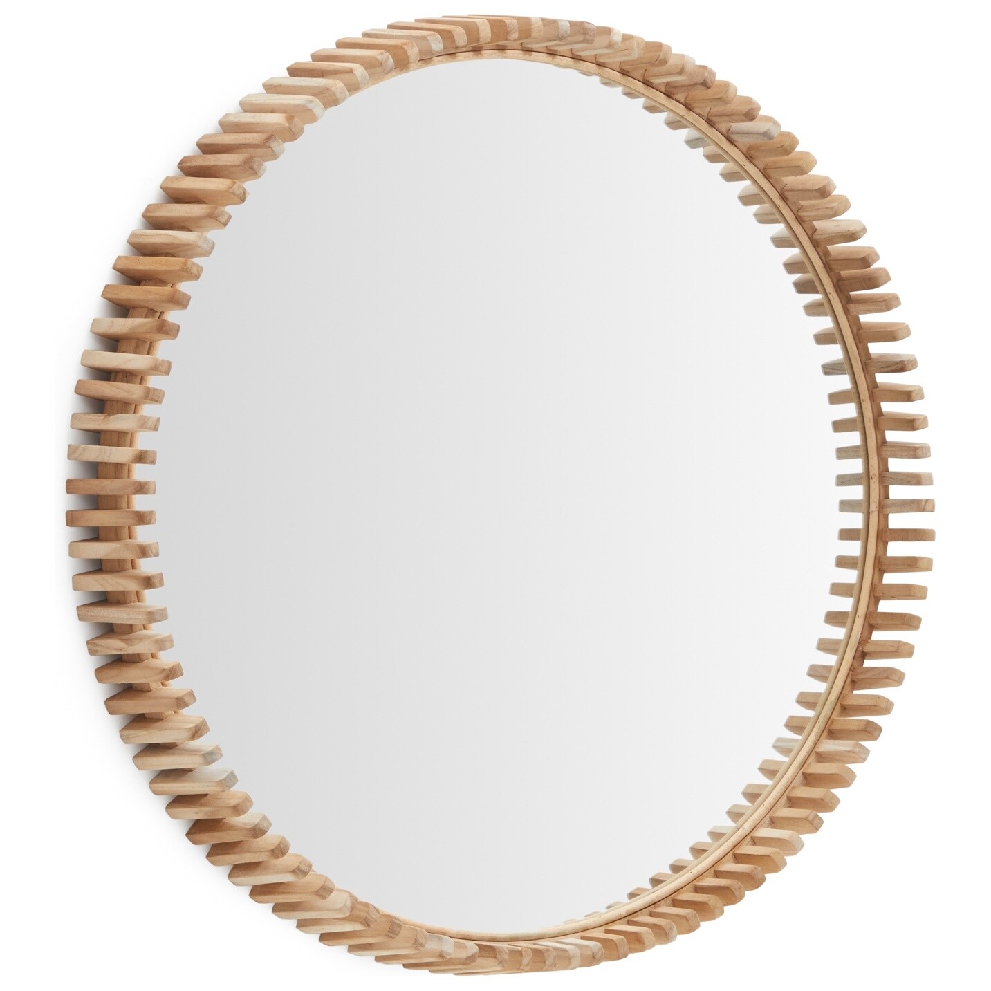 Зеркало настенное круглое в деревянной раме 80 см натуральное Polke от La Forma