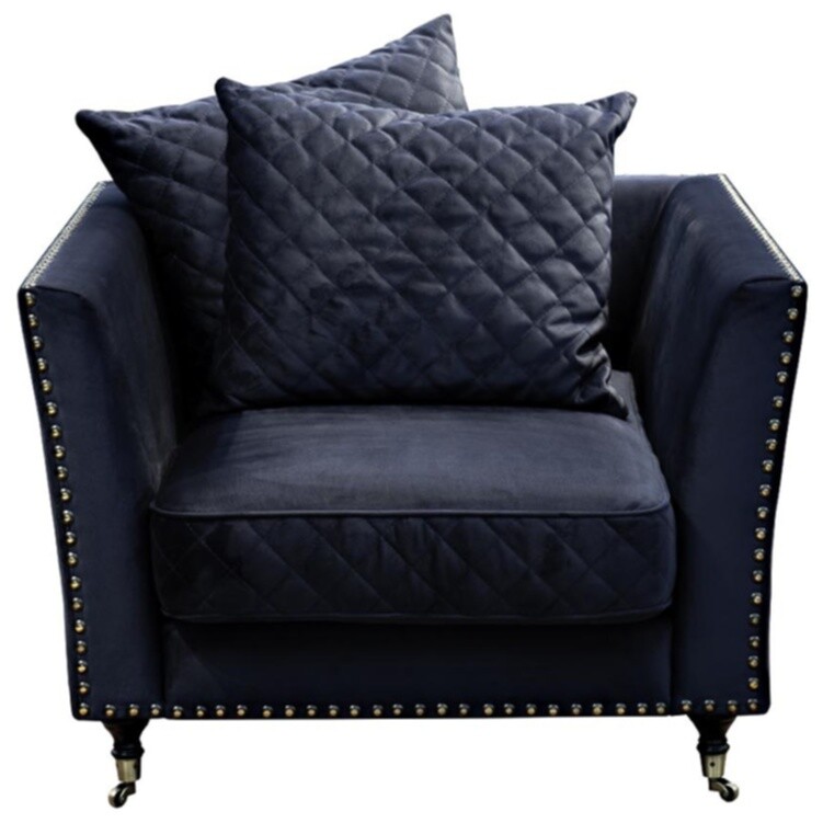 Кресло с мягкими подлокотниками темно-синее Sorrento