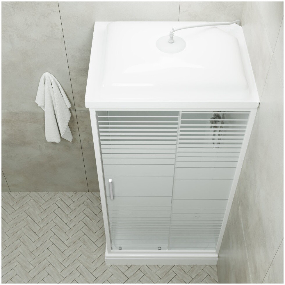 Душевая кабина прямоугольная с низким поддоном 80х100 см белые полосы Triton "Квадро А" Щ0000045506 - изображение 6