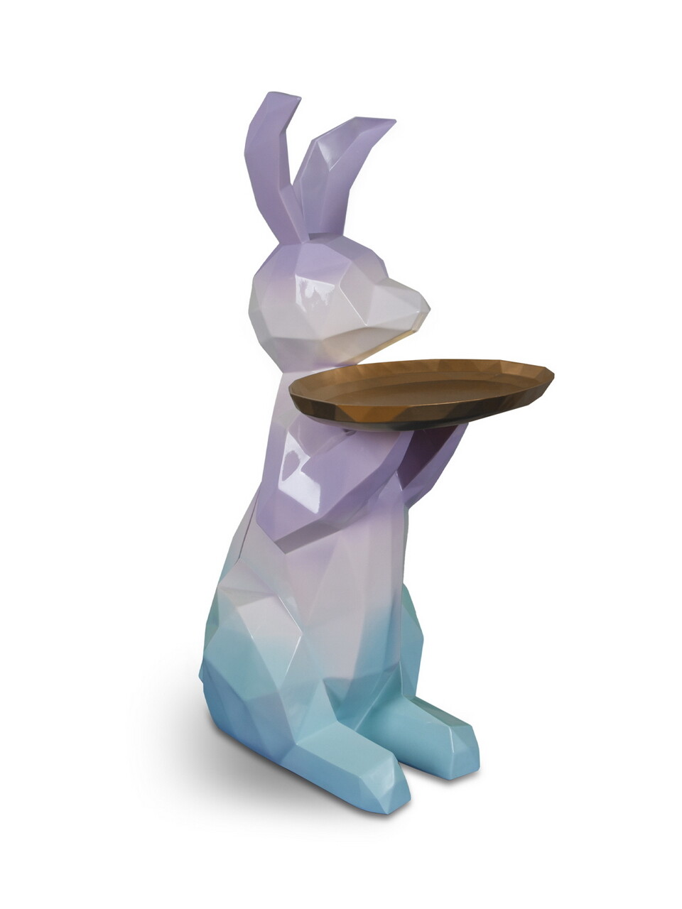 Большая статуэтка - столик,  заяц с подносом для мелочей (сиреневый, голубой) MY-D121
