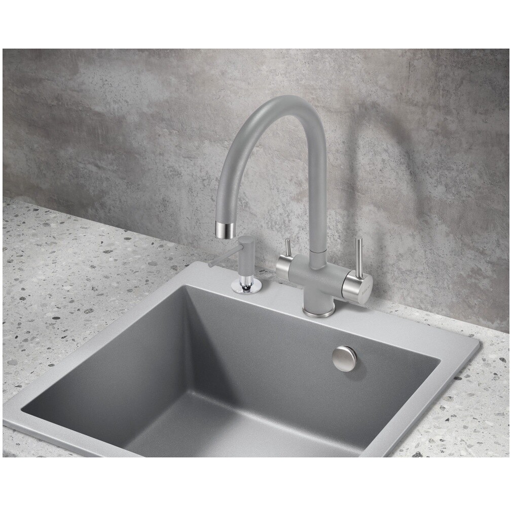 Смеситель для кухни однорычажный с краном для питьевой воды серый металлик Milacio Ultra MCU.554.GR - изображение 5
