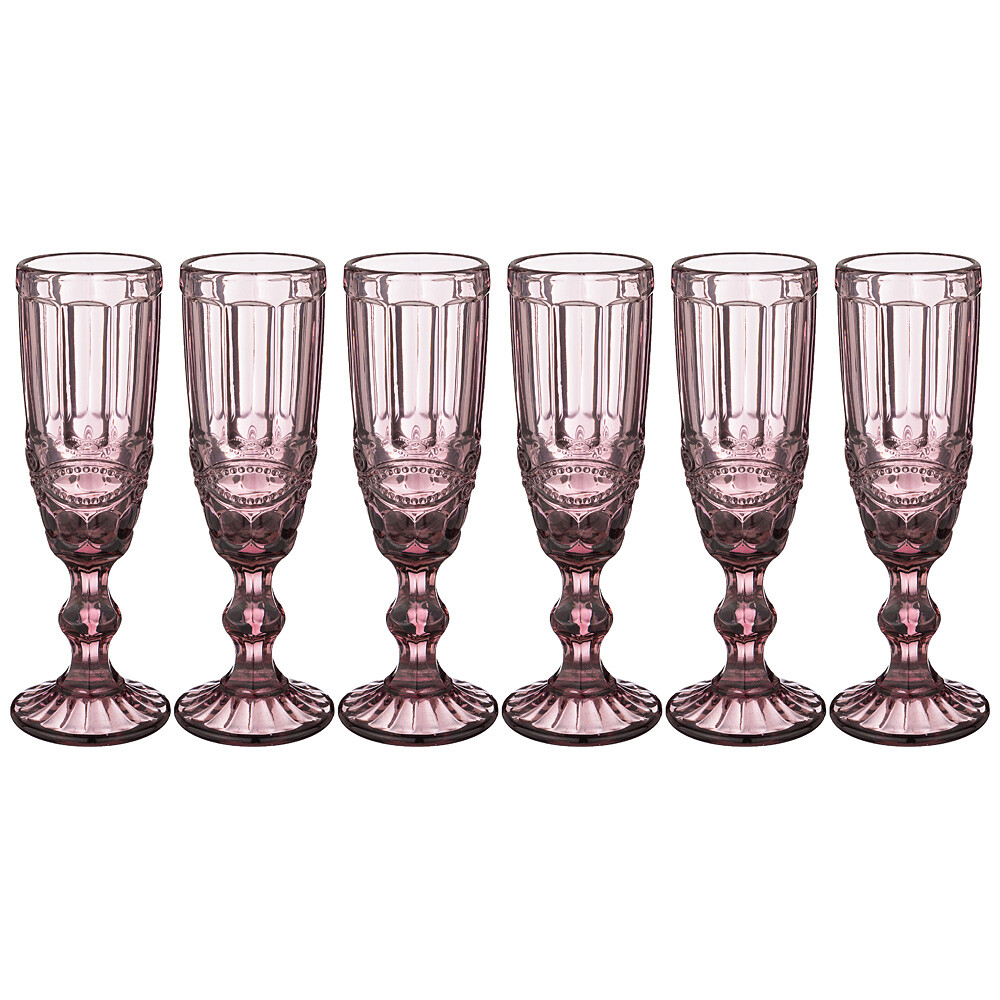 Набор бокалов для шампанского фиолетовый 150 мл, 6 штук &quot;Серпентина&quot;