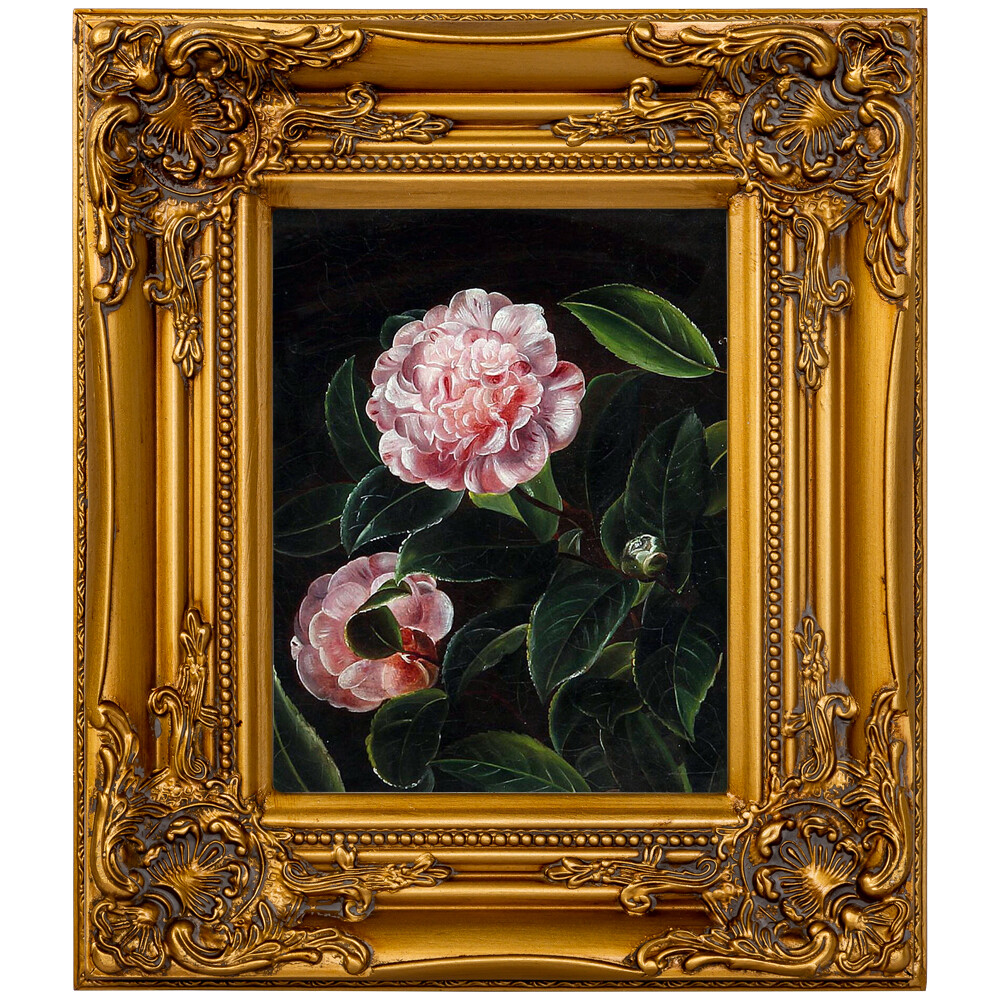 Репродукция картины с золотой раме «Натюрморт с дикой розой»