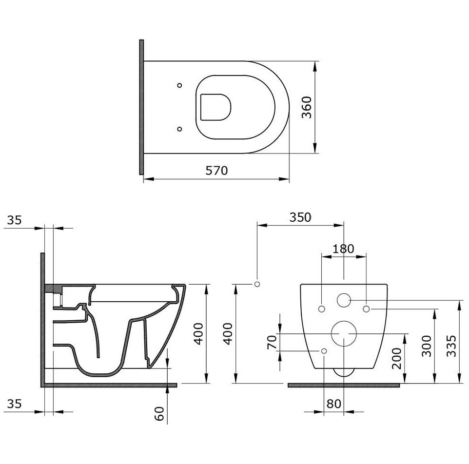 Унитаз подвесной белый Bocchi Venezia 1295-001-0129 с инсталляцией Am.Pm ProC I012707.0138 - изображение 4